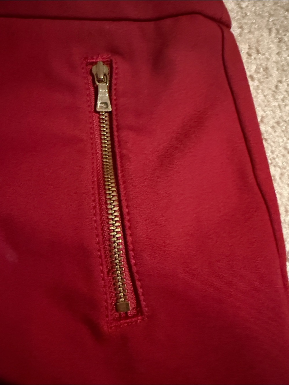 LOFT Julie Skinny Pants in Deep Red with Front Pocket Zippers - Picture 4 of 10